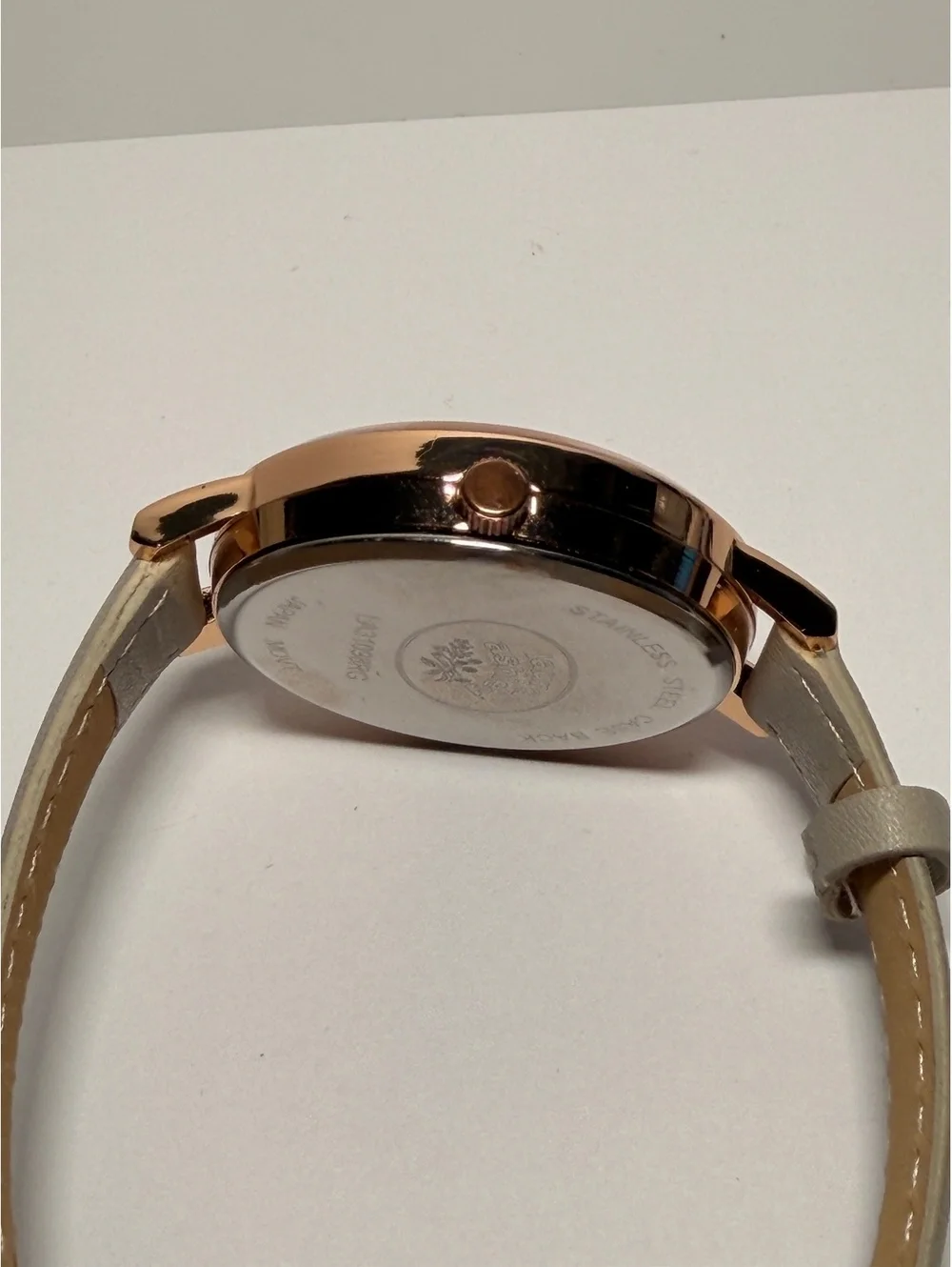 Laura Ashley Women's Floral Dial Watch Rose Gold with Beige Leather Strap